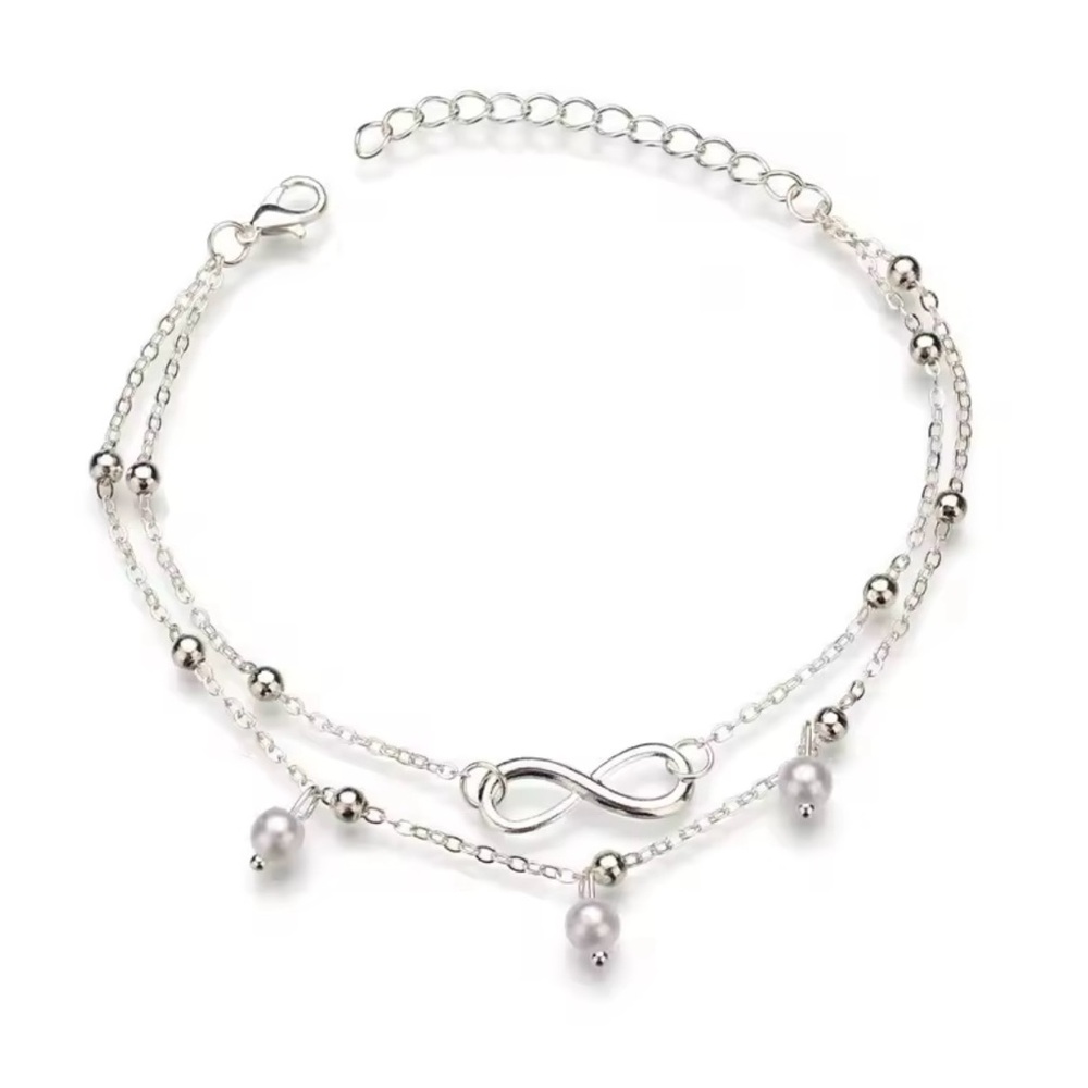 Elegant Silver Infinity Pearl Bracelet